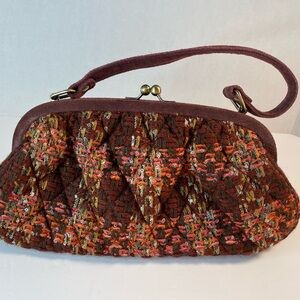 Vera Bradley Vintage Burgundy Multicolor Tweed Kisslock Mini Handbag